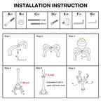 Porte-manteau autoportant en bois d'hévéa avec 8 crochets - 24,5 L x 70,87 H