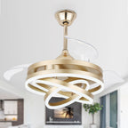 Ventilateur de plafond rétractable Cusp Barn 42 avec lumières et télécommande DIY Forme Fandelier Moderne Silencieux Moteur CC Plafonnier LED