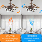 Ventilateur de plafond rétractable Cusp Barn 42 avec lumières et télécommande DIY Forme Fandelier Moderne Silencieux Moteur CC Plafonnier LED