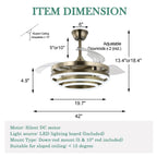 Ventilateur de plafond rétractable Cusp Barn 42 avec lumières et télécommande DIY Forme Fandelier Moderne Silencieux Moteur CC Plafonnier LED