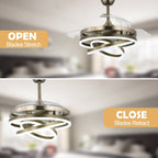 Ventilateur de plafond rétractable Cusp Barn 42 avec lumières et télécommande DIY Forme Fandelier Moderne Silencieux Moteur CC Plafonnier LED