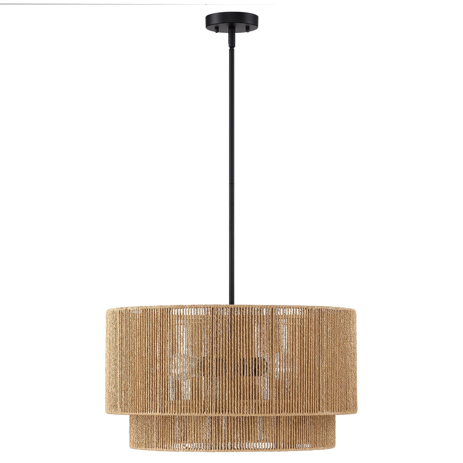 Lustre tambour en rotin naturel à 4 lumières Cynthia - 22 po de largeur