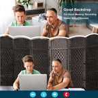 Paravent de séparation de pièce de 6 pieds de haut en fibre tissée, écran de confidentialité autoportant, écran pliant