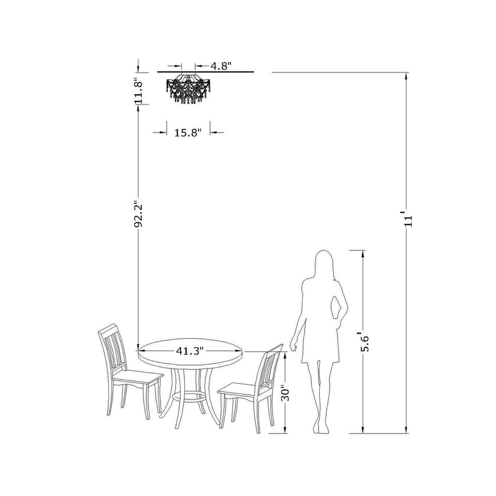 Plafonnier d'intérieur élégant à 3 lumières en cristal Dalia