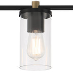 Applique murale de salle de bain Decatur à 6 lumières, style ferme moderne, noir/doré, certifiée UL