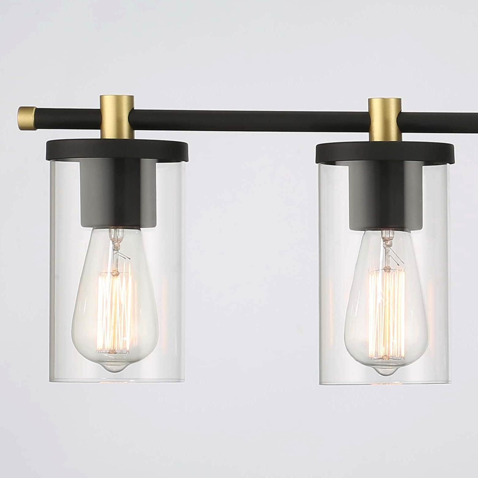 Applique murale de salle de bain Decatur à 6 lumières, style ferme moderne, noir/doré, certifiée UL