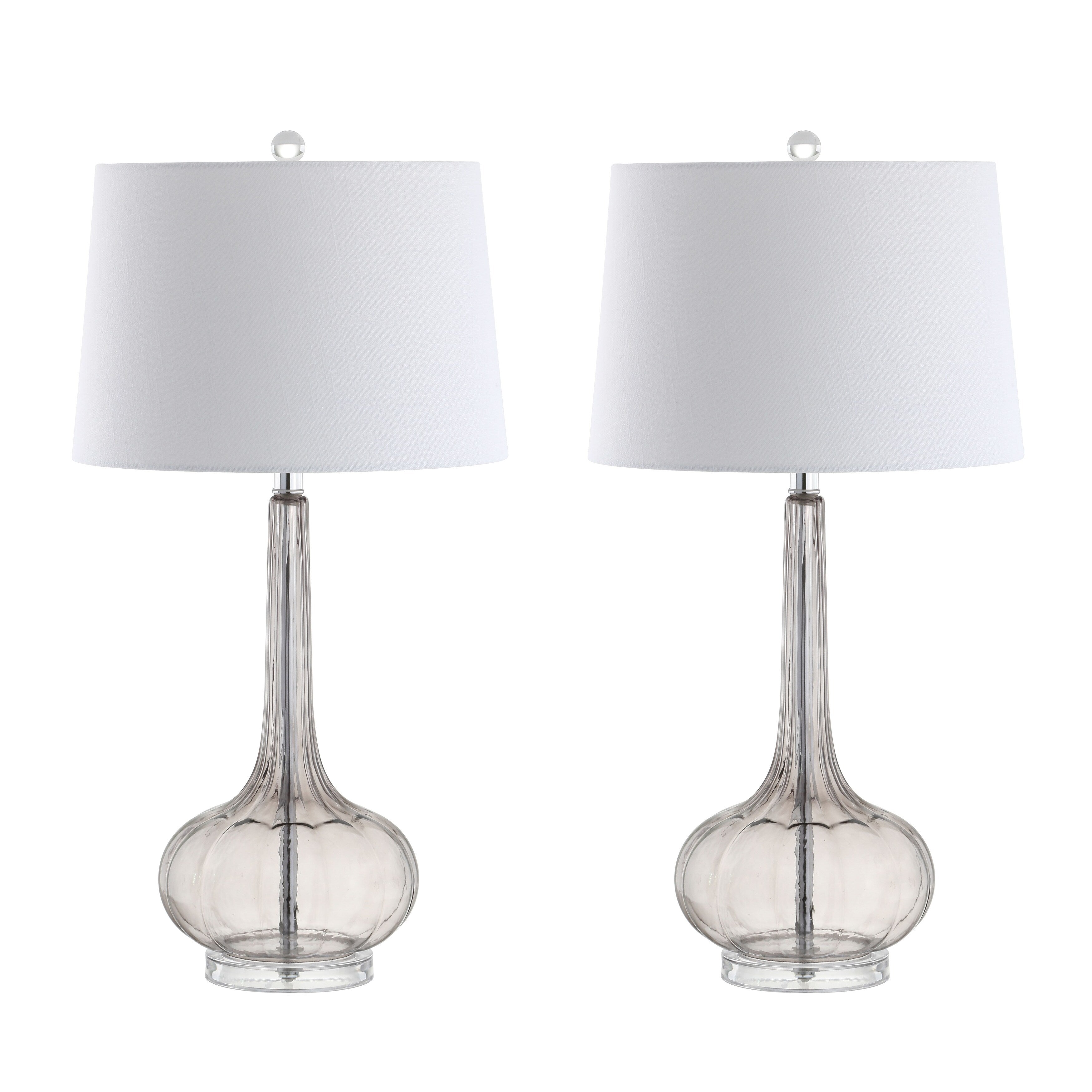 Lampe de table à LED Diamante 28,5 en verre, forme goutte d'eau, rose (lot de 2) par JONATHAN Y