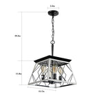 Lustre de style ferme à 4 lumières à intensité variable pour salle à manger, sans ampoule