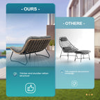 Fauteuil Papasan double avec coussin, rotin PE toutes saisons et cadre en métal pour intérieur et extérieur