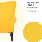 Fauteuil d'appoint moderne Erommy, fauteuil à dossier haut, canapé simple en tissu rembourré avec pieds en bois pour le salon