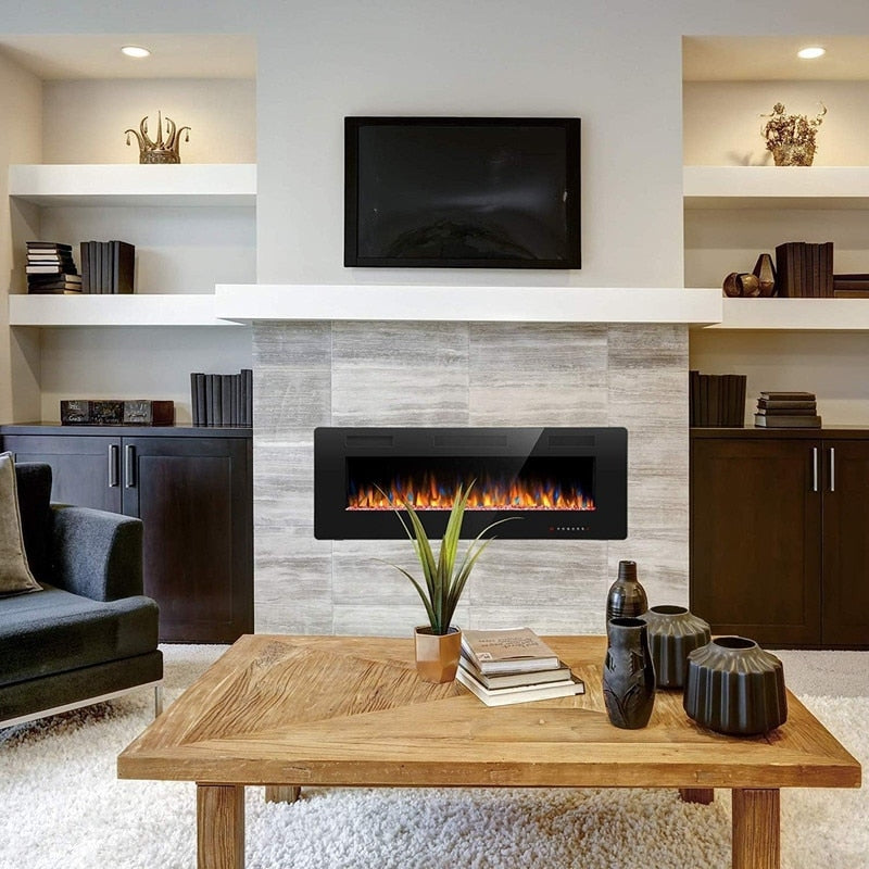 Cheminée électrique encastrée murale avec télécommande (750-1500 W)