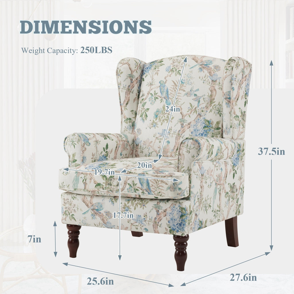 Fauteuil d'appoint moderne Erommy, fauteuil à dossier haut, canapé simple en tissu rembourré avec pieds en bois pour le salon