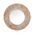 Miroir mural rond en bois sculpté de style ferme - 28 x 28