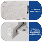 Meuble TV Farmhouse pouvant accueillir jusqu'à 65 téléviseurs avec portes et étagères ouvertes Console multimédia Prise de courant