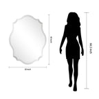 Miroir mural festonné élégant, oblong et biseauté, sans cadre