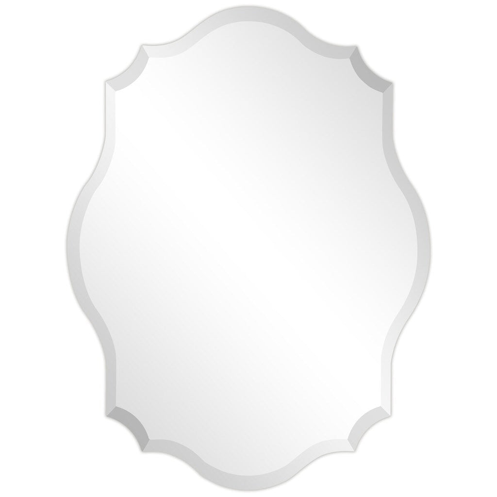 Miroir mural festonné élégant, oblong et biseauté, sans cadre