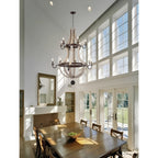 Lustre à 12 lumières de style campagnard français à deux niveaux en forme de tonneau à vin