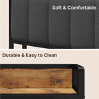 Cadre de lit plateforme en métal pour lit simple, double, queen ou king size avec tête de lit rembourrée et rangement