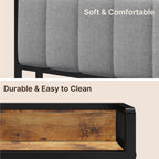 Cadre de lit plateforme en métal pour lit simple, double, queen ou king size avec tête de lit rembourrée et rangement