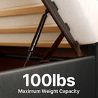 Cadre de lit relevable avec rangement, cadre de lit plateforme rembourré avec système de rangement hydraulique et tête de lit