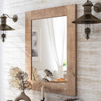 Miroir mural rustique en bois massif naturel Carina de Furniture of America