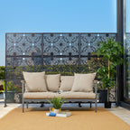 Paravent de confidentialité à 3 panneaux galvanisé à motifs floraux de 6 pieds de Glitzhome