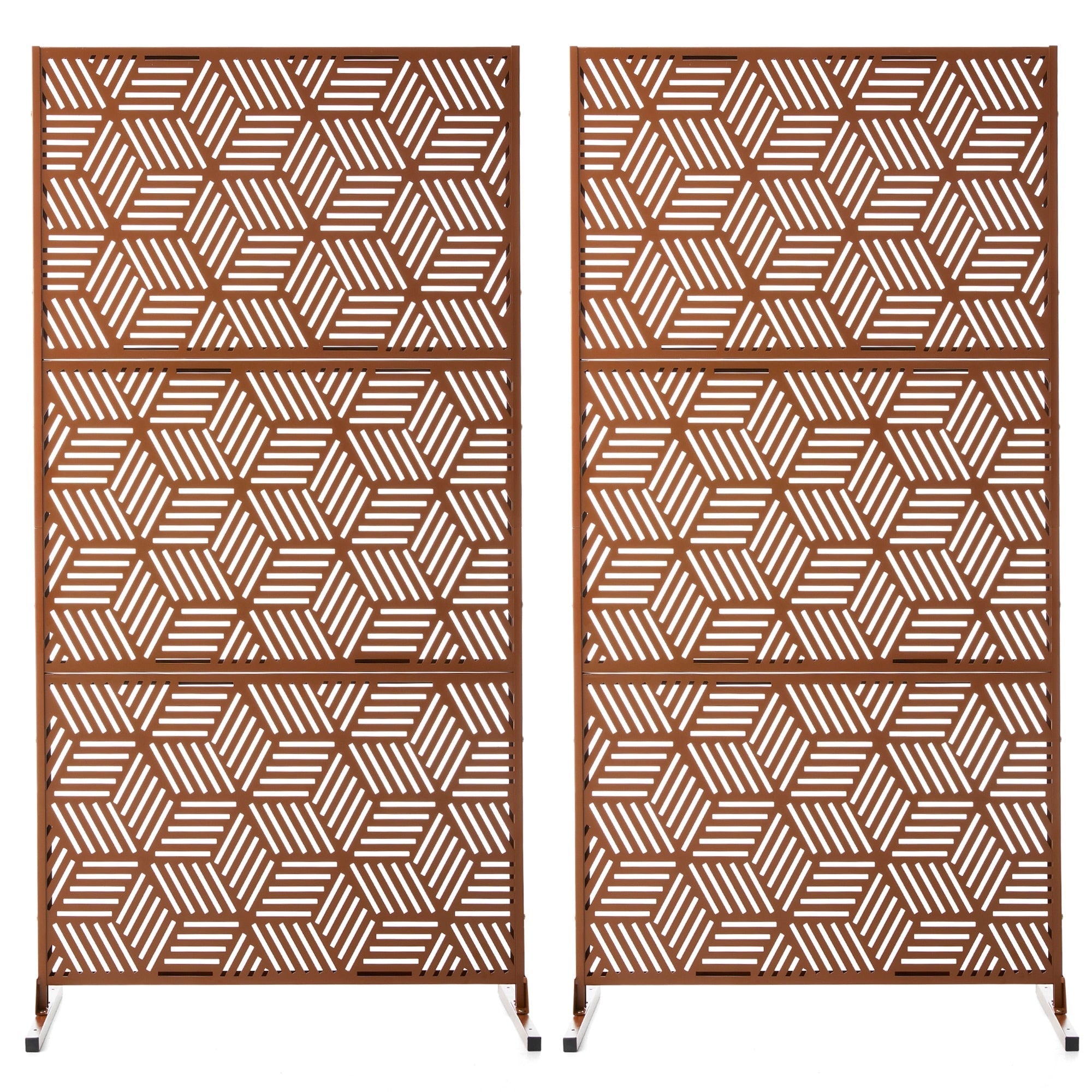 Paravent de confidentialité à 3 panneaux galvanisé à motifs floraux de 6 pieds de Glitzhome