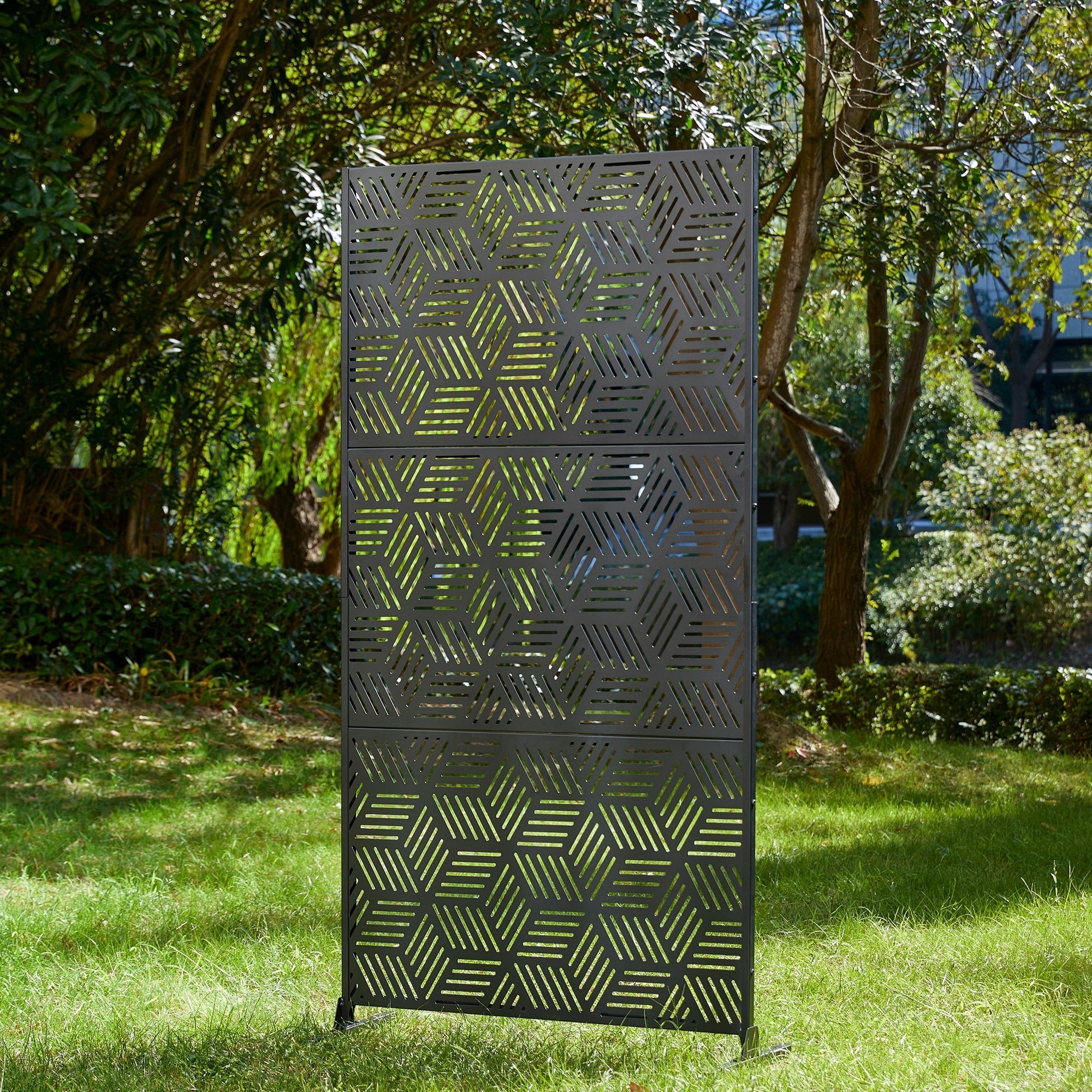 Paravent de confidentialité à 3 panneaux galvanisé à motifs floraux de 6 pieds de Glitzhome