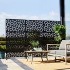 Paravent de confidentialité à 3 panneaux galvanisé à motifs floraux de 6 pieds de Glitzhome