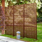 Paravent de confidentialité à 3 panneaux galvanisé à motifs floraux de 6 pieds de Glitzhome