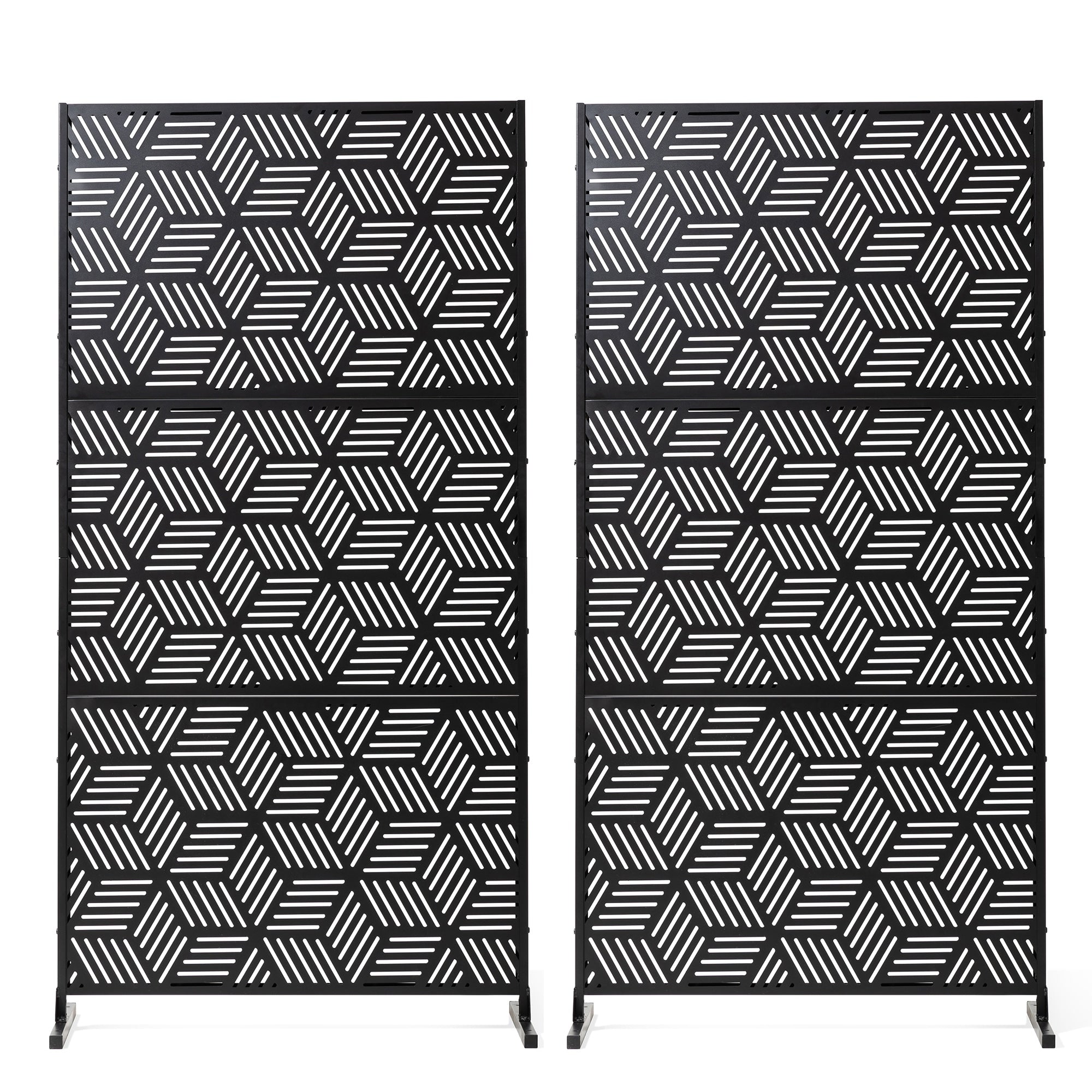 Paravent de confidentialité à 3 panneaux galvanisé à motifs floraux de 6 pieds de Glitzhome