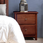 Table de chevet en bois massif à 2 tiroirs de style Shaker en bois de grain