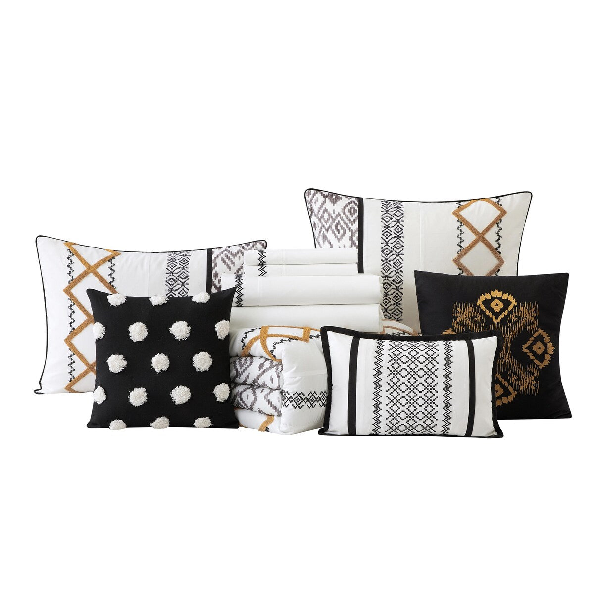 Ensemble de couette brodée bohème Nanshing Trina 15 pièces