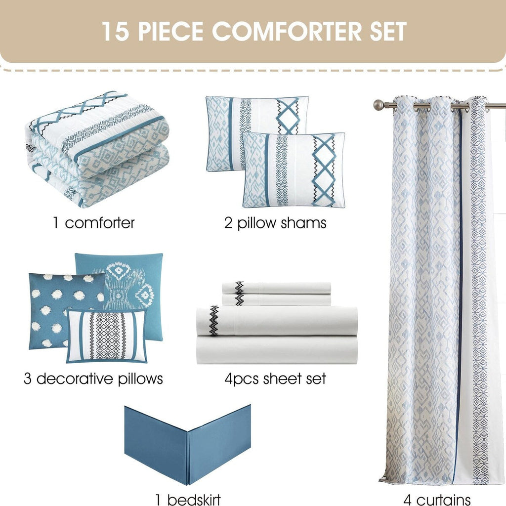 Ensemble de couette brodée bohème Nanshing Trina 15 pièces