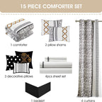 Ensemble de couette brodée bohème Nanshing Trina 15 pièces