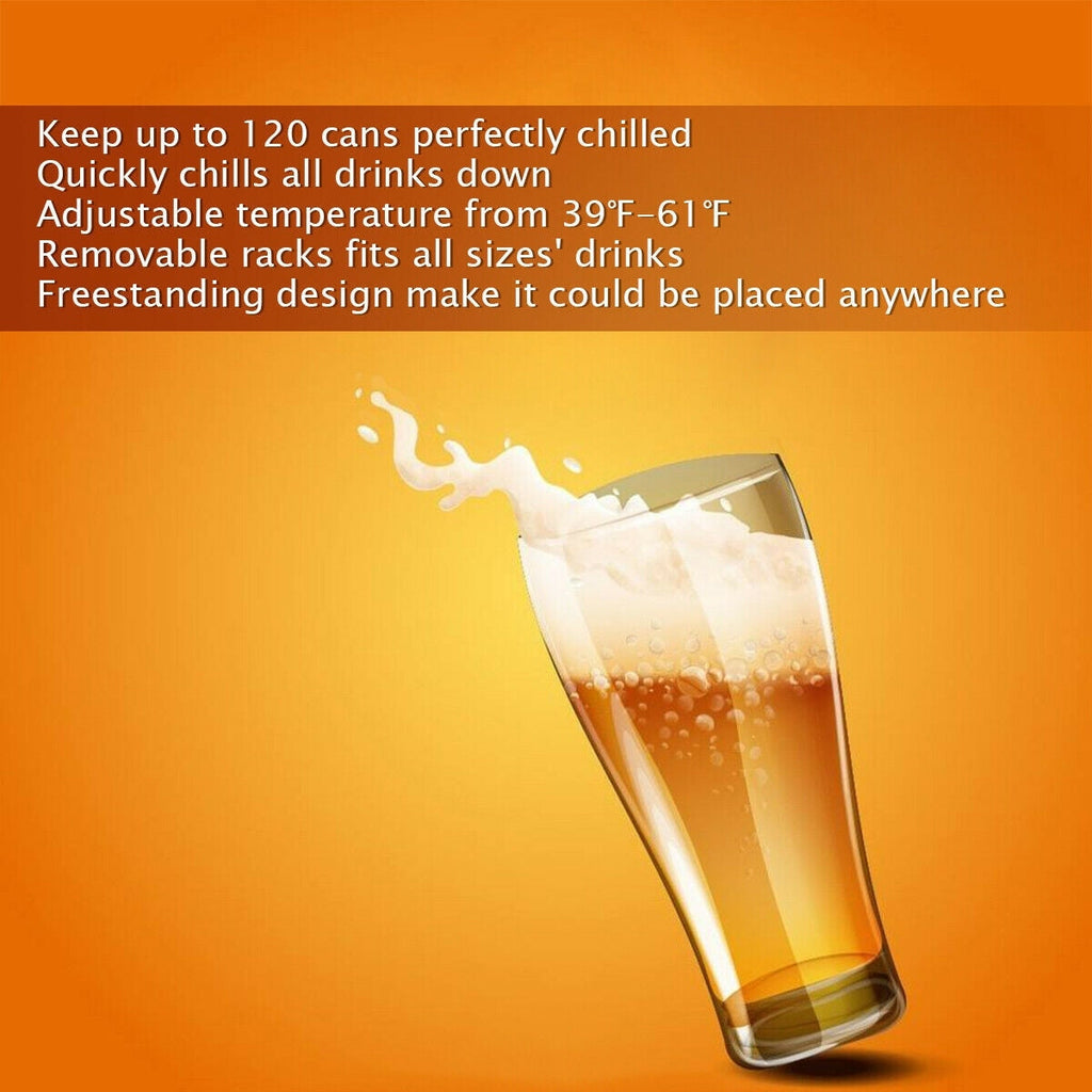 Réfrigérateur à boissons Gymax 120 canettes Mini refroidisseur de boissons pour bière, vin, soda