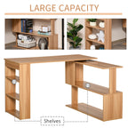 Bureau d'ordinateur rotatif moderne en L HomCom avec étagères