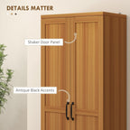 HOMCOM 63 Garde-manger de cuisine 2 portes, meuble de rangement indépendant avec étagères à 5 niveaux et 2 étagères réglables pour salle à manger