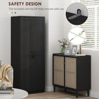 HOMCOM 63 Garde-manger de cuisine 2 portes, meuble de rangement indépendant avec étagères à 5 niveaux et 2 étagères réglables pour salle à manger