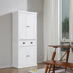 HOMCOM 72 Armoire de cuisine indépendante traditionnelle avec portes et 3 étagères réglables, blanc