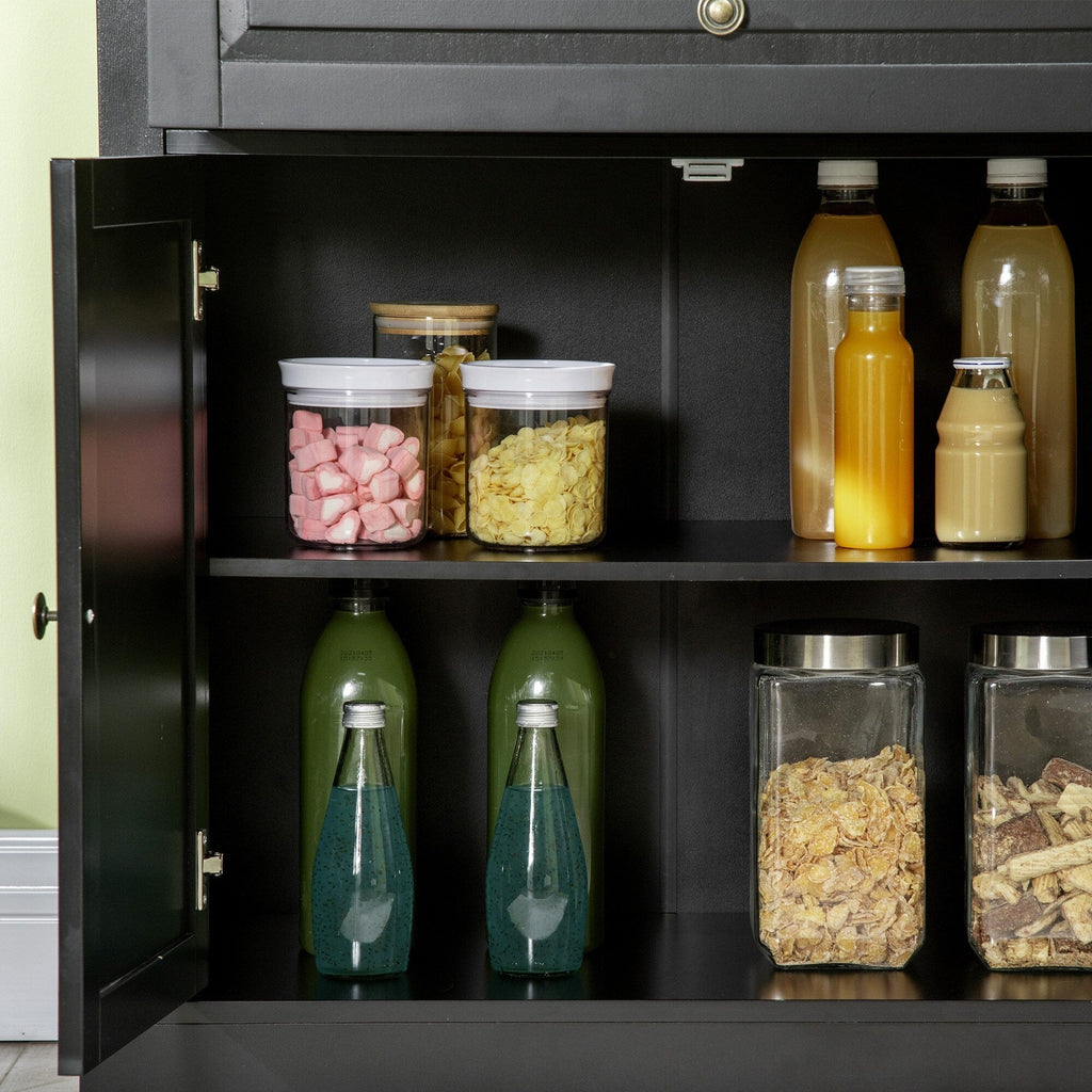 Buffet moderne HOMCOM avec placards de rangement, 2 tiroirs et étagères réglables, noir