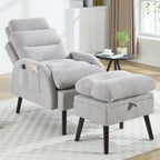 Fauteuil d'appoint HOMYKA avec dossier réglable et pouf de rangement