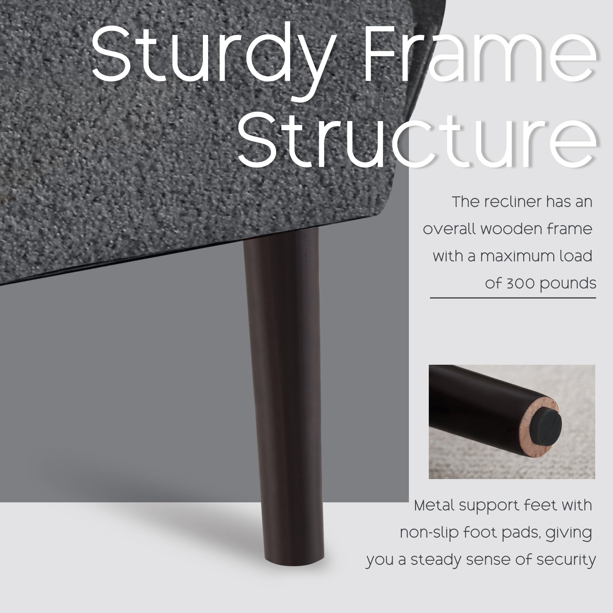 Fauteuil d'appoint HOMYKA avec dossier réglable et pouf de rangement