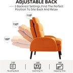 Fauteuil d'appoint HOMYKA avec dossier réglable et pouf de rangement