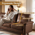 Canapé 3 places rembourré HOOOWOOO Mid-Century avec pieds en bois pour salon