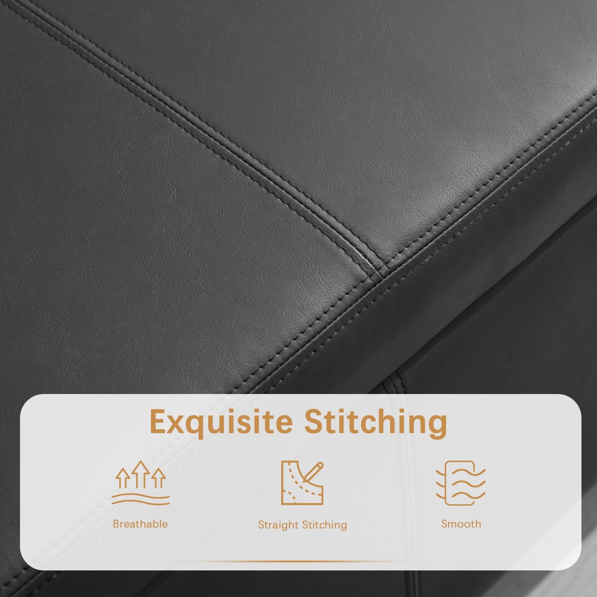 Pouf de rangement rectangulaire rembourré 50,3 x 17,50 x 18 po - Similicuir