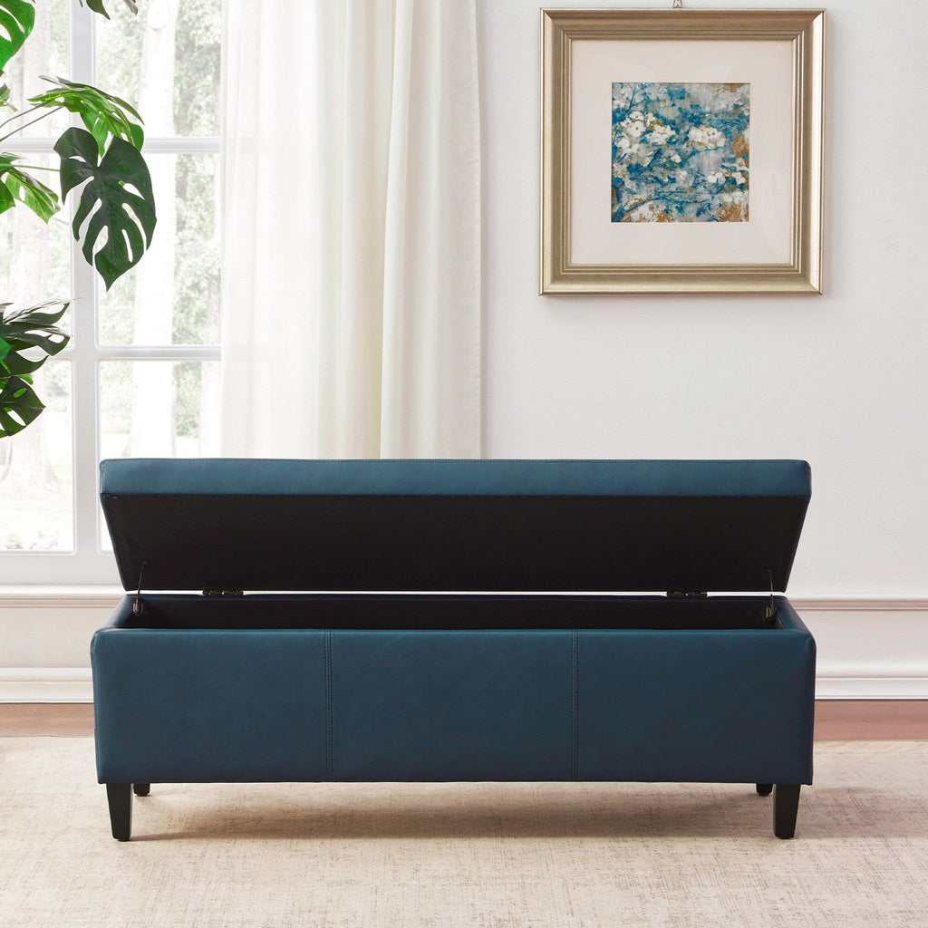 Pouf de rangement rectangulaire rembourré 50,3 x 17,50 x 18 po - Similicuir