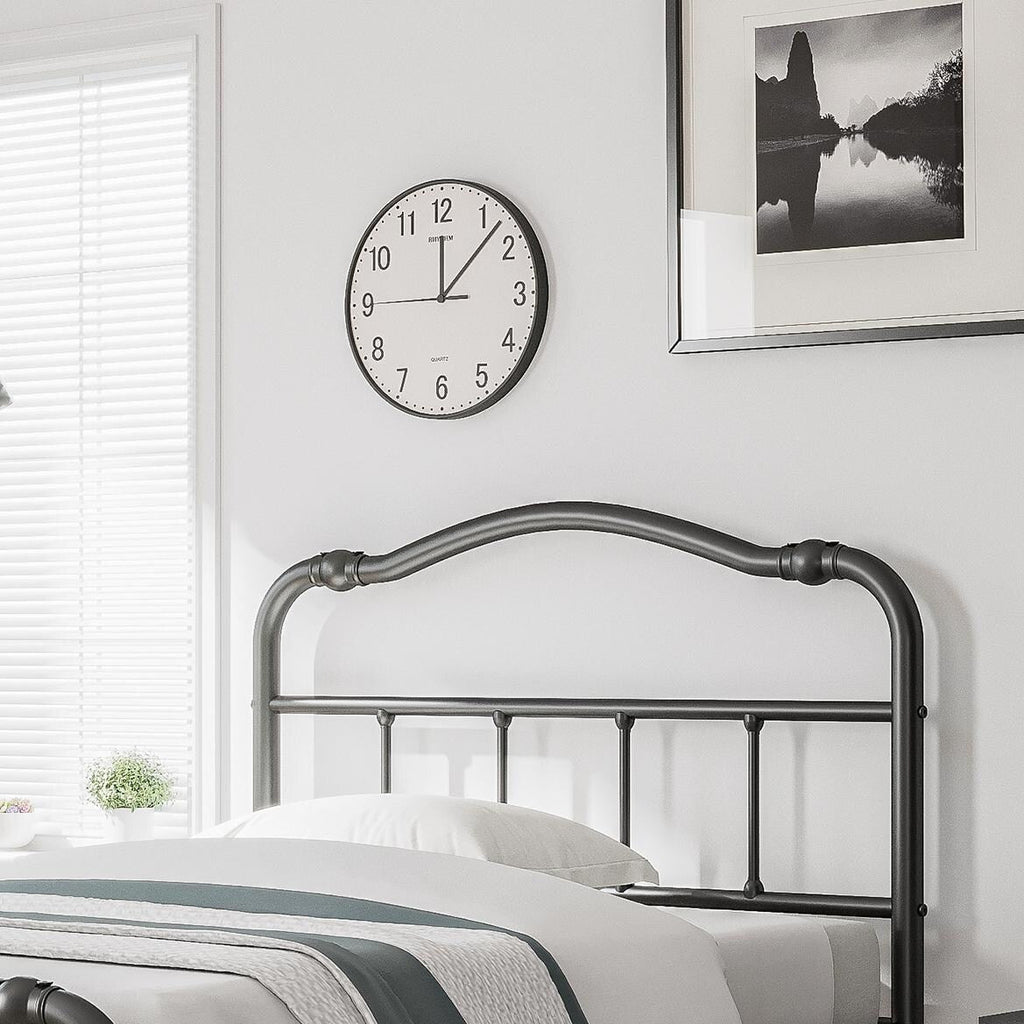 Cadre de lit en métal robuste de 14 pouces de haut avec style vintage, supporte jusqu'à 2500 lb, assemblage facile et sans grincement