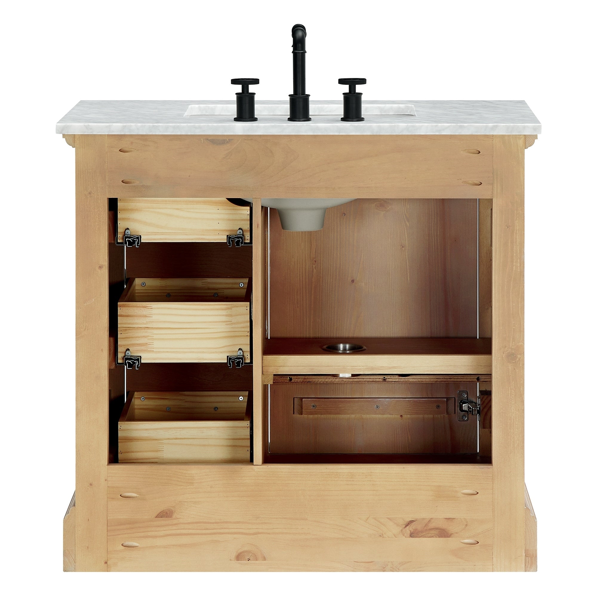 Meuble-lavabo Hervas avec plateau en marbre naturel sans miroir