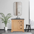 Meuble-lavabo Hervas avec plateau en marbre naturel sans miroir